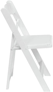 White Wood Folding Chair with Vinyl Padded Seat Garden