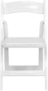 White Wood Folding Chair with Vinyl Padded Seat Garden