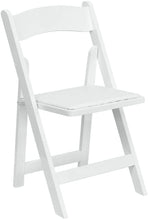 Load image into Gallery viewer, White Wood Folding Chair with Vinyl Padded Seat Garden
