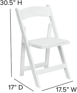 White Wood Folding Chair with Vinyl Padded Seat Garden