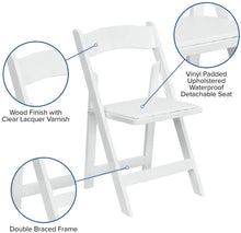 Load image into Gallery viewer, White Wood Folding Chair with Vinyl Padded Seat Garden
