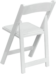 White Wood Folding Chair with Vinyl Padded Seat Garden