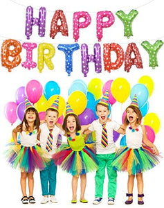 Happy Birthday Balloons Banner RAIBOW 2  (3D Lettering) Mylar Foil Letters