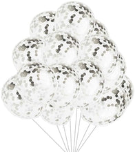 Load image into Gallery viewer, Silver Confetti Balloons 12 Pack  Premium 12 Inch Latex Party Balloons
