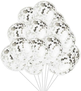 Silver Confetti Balloons 12 Pack  Premium 12 Inch Latex Party Balloons