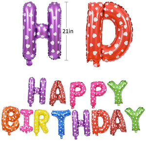 Happy Birthday Balloons Banner RAIBOW 2  (3D Lettering) Mylar Foil Letters