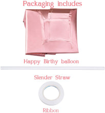 Load image into Gallery viewer, Happy Birthday Balloons Banner (3D Pink Lettering) Mylar Foil Letters
