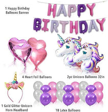 Load image into Gallery viewer, Unicorn Balloons Unicorn Party Decoration Happy Birthday Balloon (Pink Purple)
