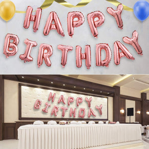 Happy Birthday Balloons Banner (3D Pink Lettering) Mylar Foil Letters