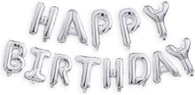 Load image into Gallery viewer, Happy Birthday Balloons Banner Silver (3D Lettering) Mylar Foil Letters
