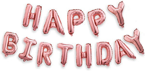 Happy Birthday Balloons Banner (3D Pink Lettering) Mylar Foil Letters