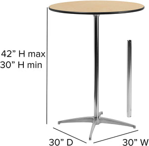 Round Wood Cocktail Table with 30'' and 42'' Columns