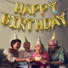 Load image into Gallery viewer, Happy Birthday Balloons Banner Gold  (3D Lettering) Mylar Foil Letters
