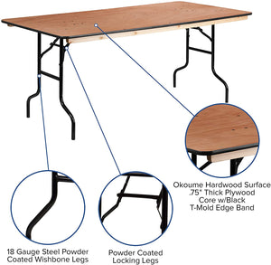 6ft Tables - rectangular