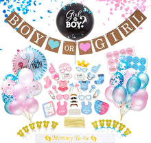 Load image into Gallery viewer, Gender Reveal Party Supplies (103 Pieces). The Premium Quality . Big Black Balloon, Sash, Cupcake Topper, Gender Reveal
