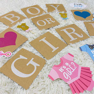 Gender Reveal Party Supplies (103 Pieces). The Premium Quality . Big Black Balloon, Sash, Cupcake Topper, Gender Reveal