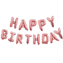 Load image into Gallery viewer, Happy Birthday Balloons Banner (3D Pink Lettering) Mylar Foil Letters
