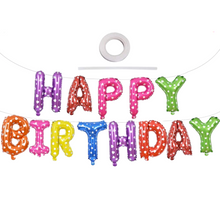 Load image into Gallery viewer, Happy Birthday Balloons Banner RAIBOW 2  (3D Lettering) Mylar Foil Letters
