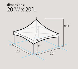 20 x 20 High Peak Frame luxury Party Tent - White