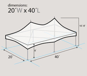 20' x 40' High Peak Frame Party Tent - White FOR RENT